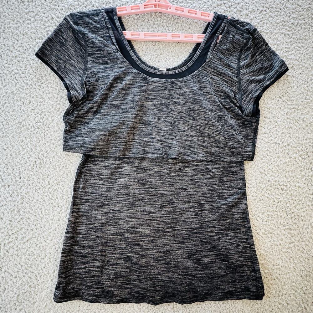 ZZ Lululemon Layered Short Sleeve Top Mesh 2 in 1 Yoga XXXS